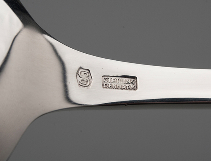 Danish Sterling Silver Crown Finial Serving Set  - Serving Spoon, Fork Ladle
